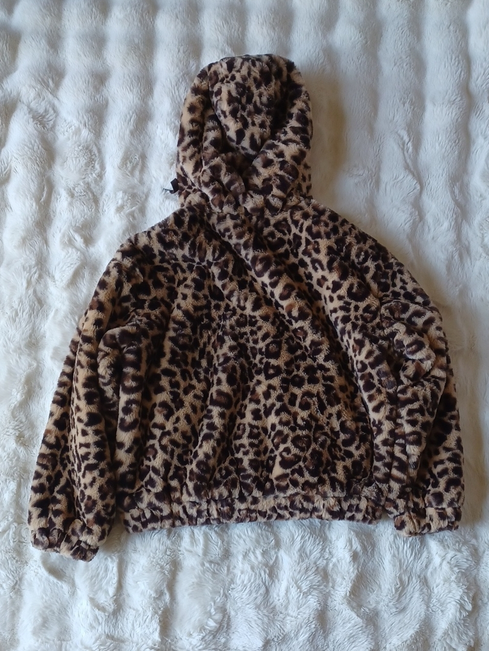 Leopard Print Hooded Faux Fur Jacket - Brown - Picture 10 of 12